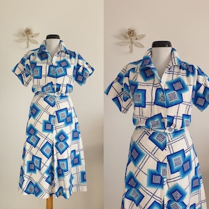 1960s mod dress vintage 60s geometric print dress image 1