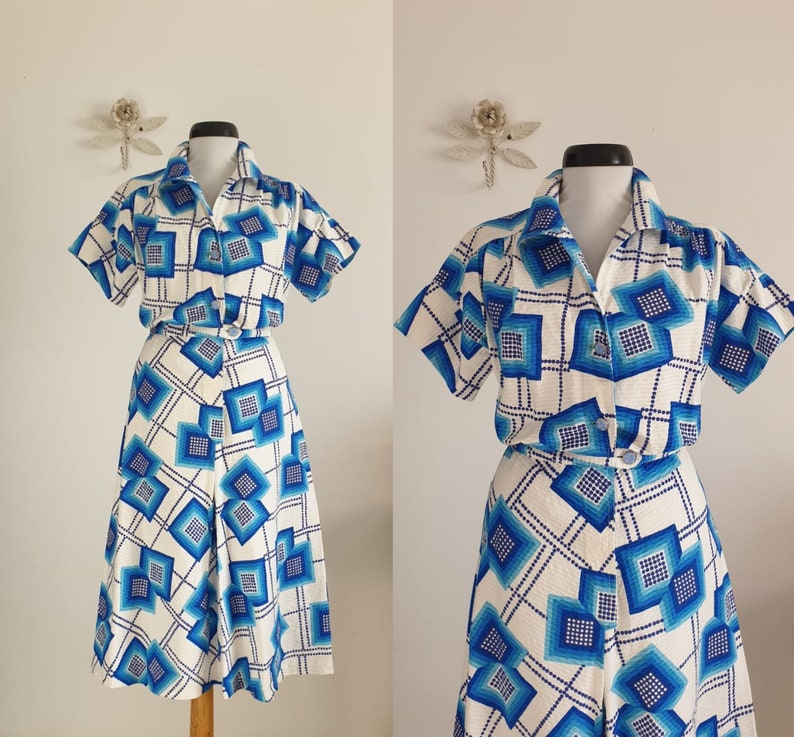 1960s mod dress vintage 60s geometric print dress image 1