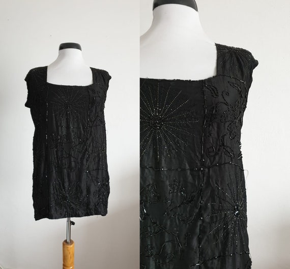 1920s silk blouse | vintage 20s black silk blouse