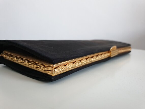 Vintage 1930s silk clutch | 30s black silk clutch