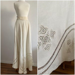 1900s antique linen skirt | antique skirt with adjustable waist.