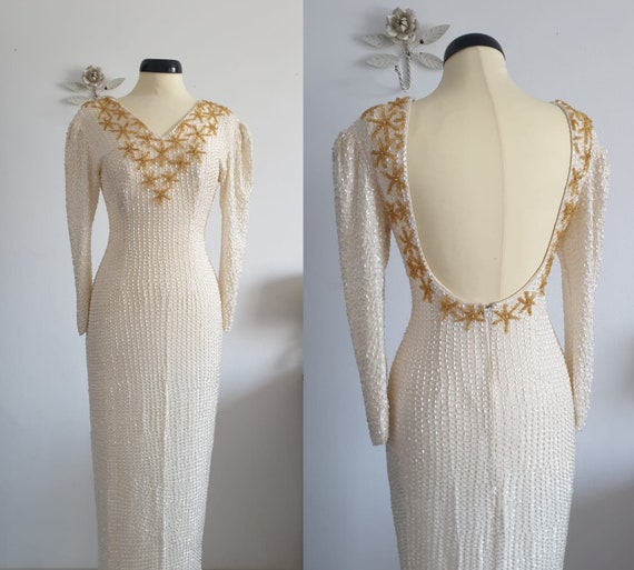 1980s beaded dress | vintage 80s fully beaded wed