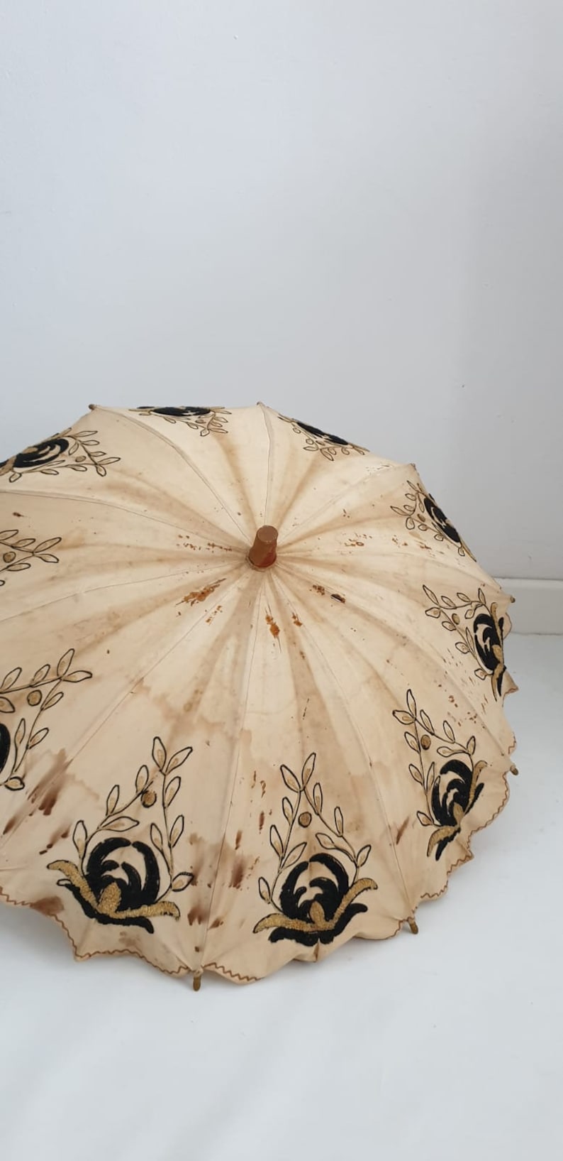 Antique linen parasol Edwardian embroidery parasol Etsy