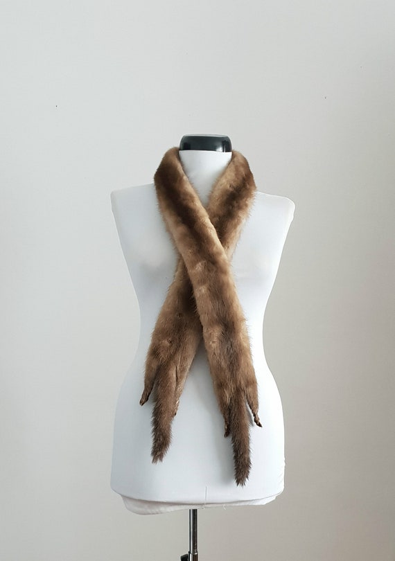Vintage 1940s long mink fur scarf | 40s mink fur s