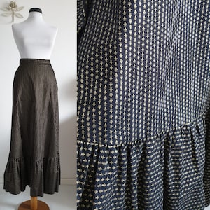 1970s fleur de lys maxi skirt | vintage  cotton long skirt