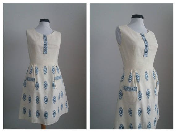 Vintage 1950s dress | 50s cotton dress | embroider