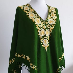 1920s  wool cape | antique 20s embroidered poncho/shawl
