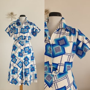 1960s mod dress vintage 60s geometric print dress image 3