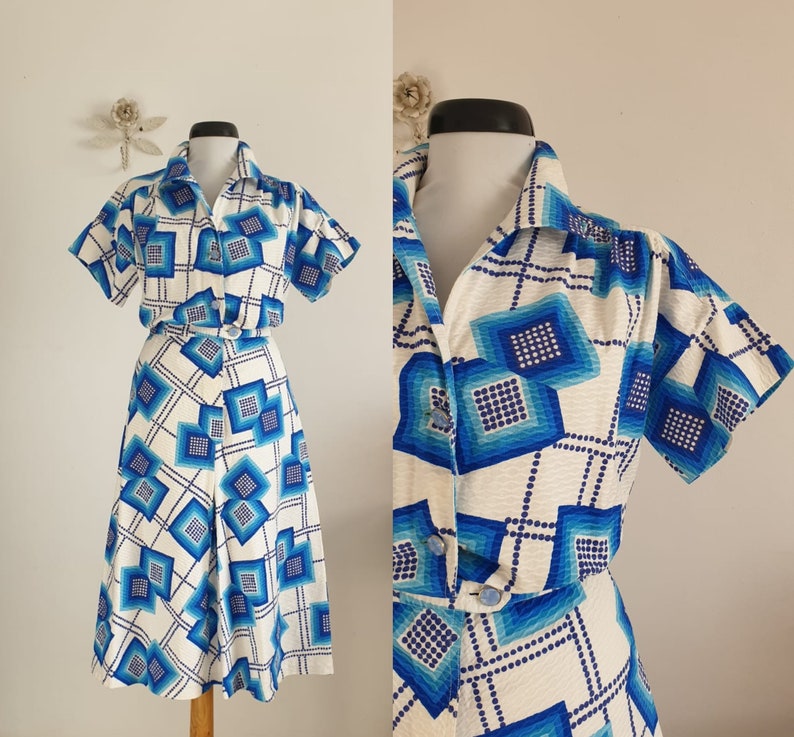 1960s mod dress vintage 60s geometric print dress image 3