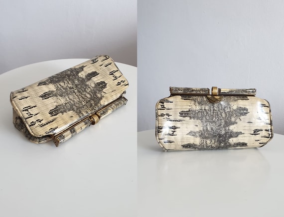 1940s patent snakeskin clutch | vintage 1940s sna