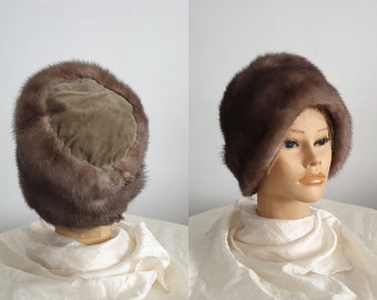 1940s grey mink hat cloche | vintage 40s  mink & velvet hat cloche