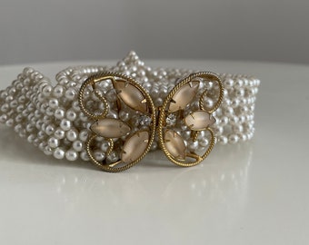 1950s faux pearls belt | vintage 50s belt