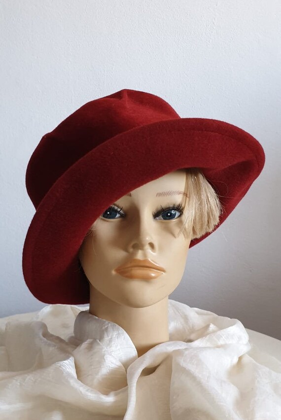 Vintage 1970s fedora hat | red fedora hat | woman… - image 6