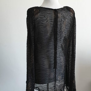 Vintage 1970s silk blouse black silk blouse silk chiffon blouse image 3