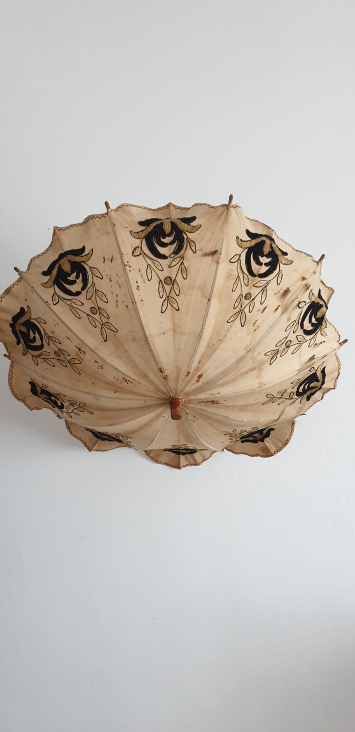 Antique linen parasol Edwardian embroidery parasol Etsy