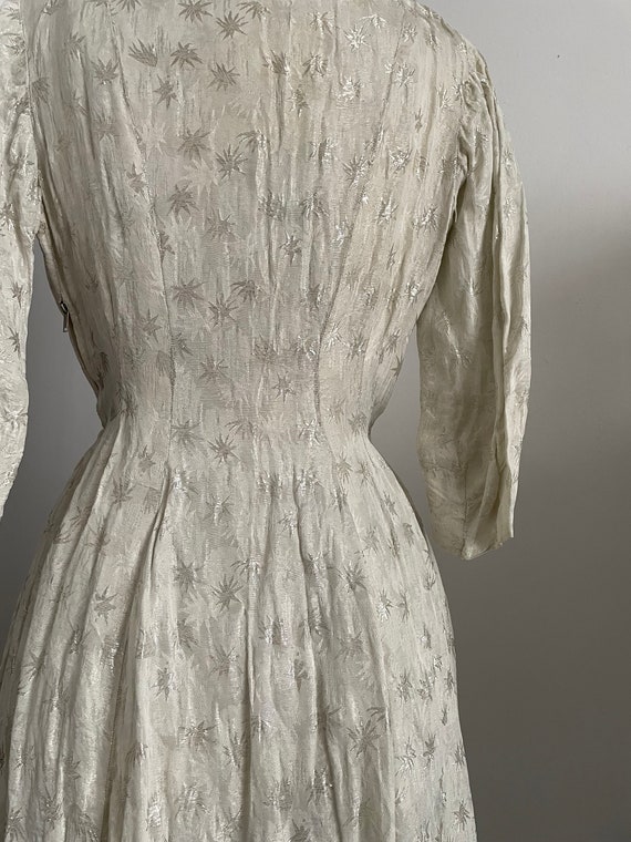 1930s silk brocade dress | vintage 30s silver sta… - image 5