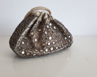 Antique embroidered purse | 1910s-1920s velvet purse | silk velvet purse