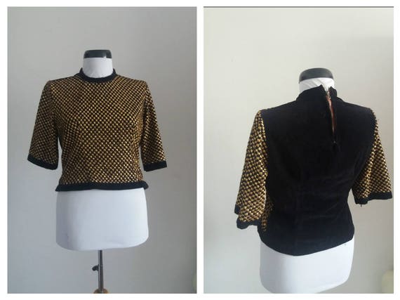 Vintage 1930s velvet blouse| 30s black velvet and