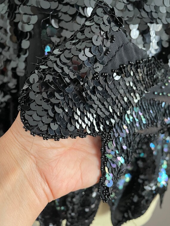 1970s sequin & beads top | vintage 70s silk blouses - Gem