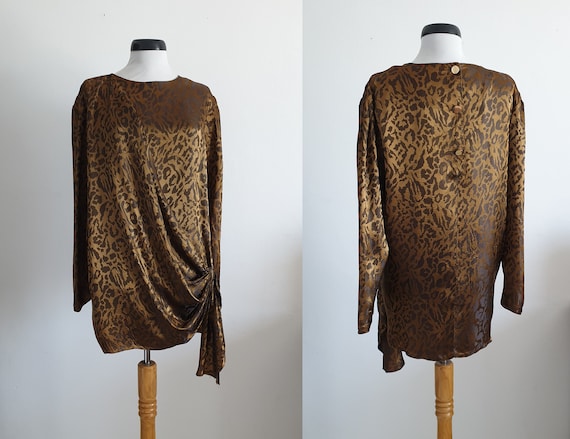 1980s  animal print blouse - image 1