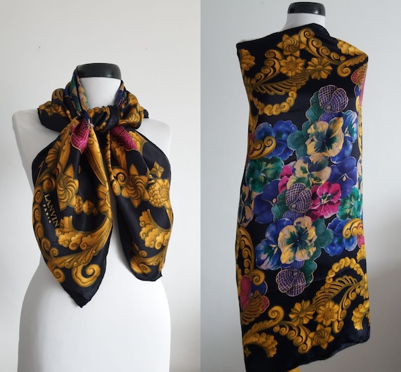 Vintage 1980s Lanvin scarf | Lanvin silk scarf |