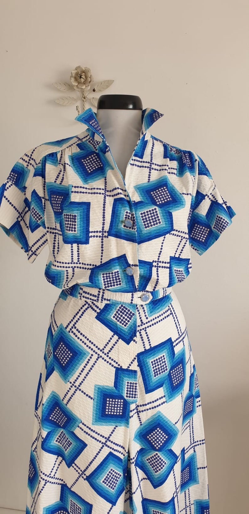 1960s mod dress vintage 60s geometric print dress image 2