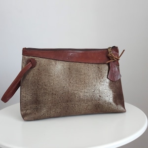Vintage leather clutch bag |  brown leather bag | leather bag