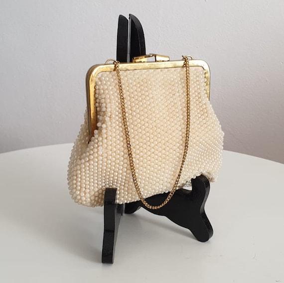 1950s pearl beaded mini purse | vintage 50s mini p