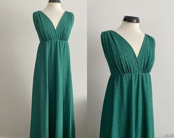 1950s green lamé evening gown