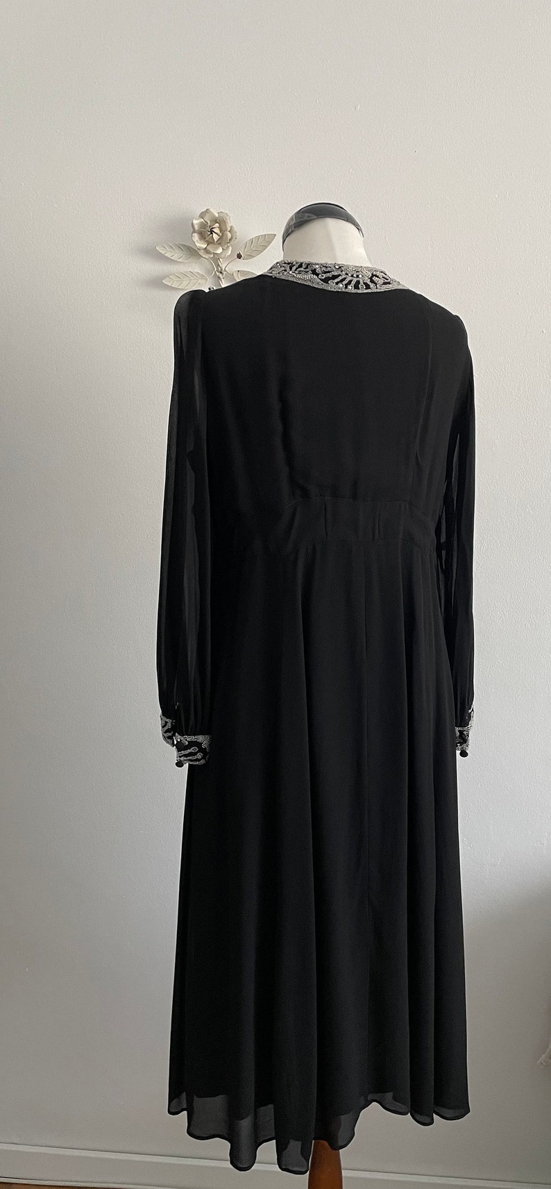 1940s silk chiffon dress vintage 40s chiffon dress zdjęcie 6