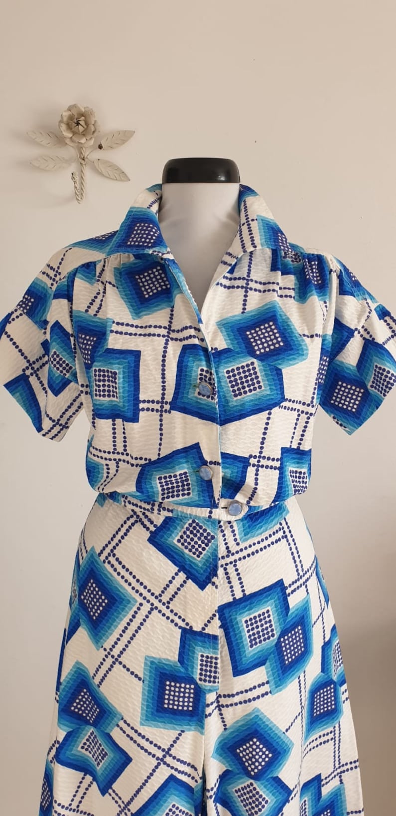 1960s mod dress vintage 60s geometric print dress image 5