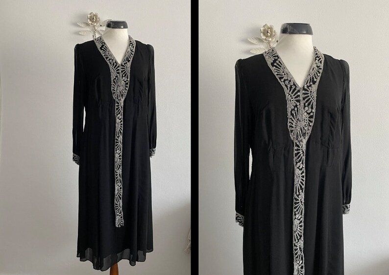 1940s silk chiffon dress vintage 40s chiffon dress zdjęcie 1