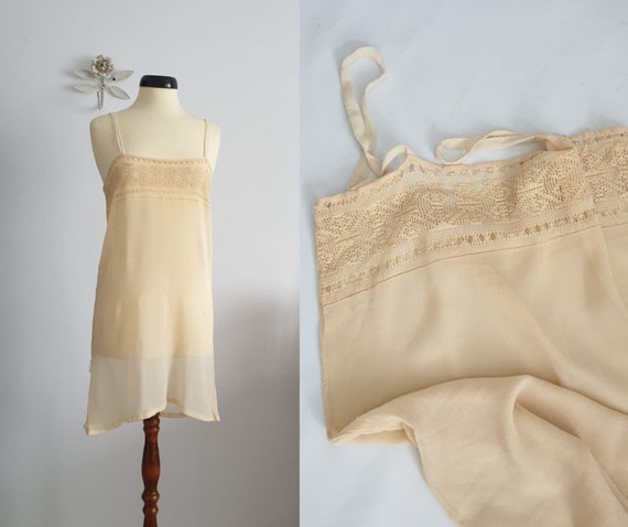 1920s silk chiffon nightgown | vintage 20s silk sl