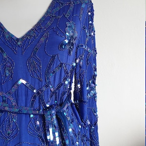 1980s silk dress | vintage 80s beaded dress | 80s cocktail dress