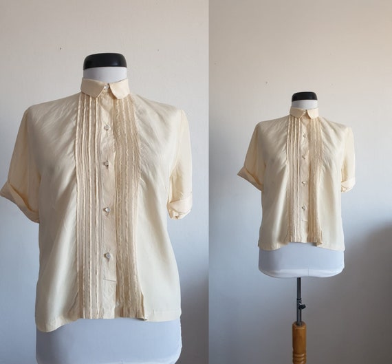 Vintage 1940s silk blouse | 40s silk blouse