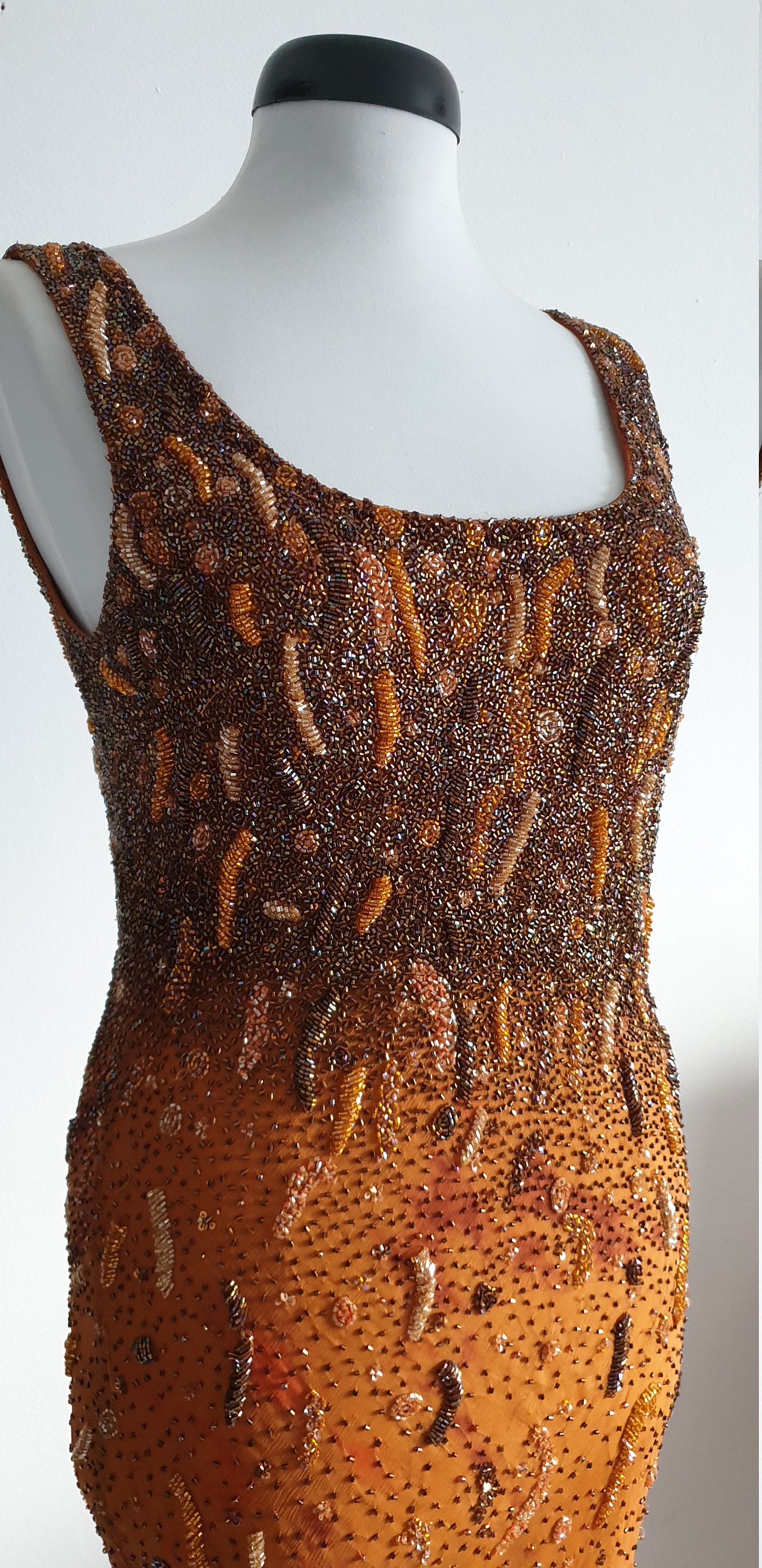 Vintage Silk & Beaded Dress Brownorange and Gold Beads - Etsy