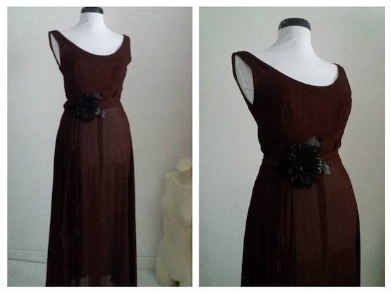 Vintage 1930s sheer dress | 30s cocoa brown dress… - image 1