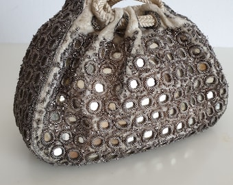 Antique embroidered purse | 1910s-1920s velvet purse | silk velvet purse