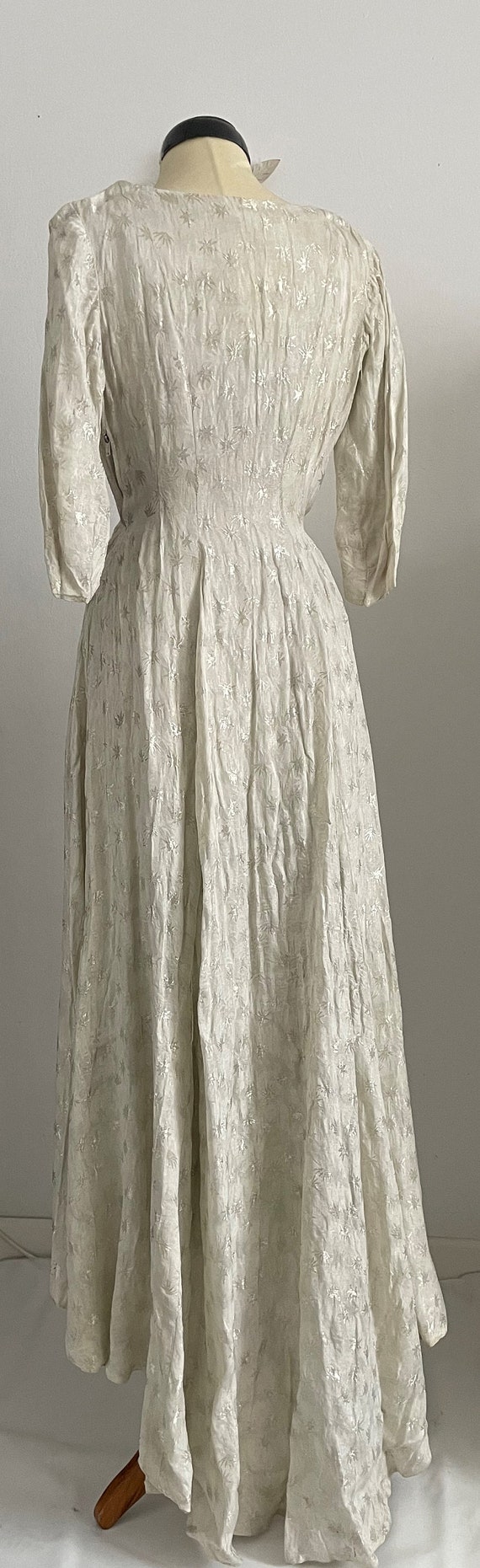 1930s silk brocade dress | vintage 30s silver sta… - image 8