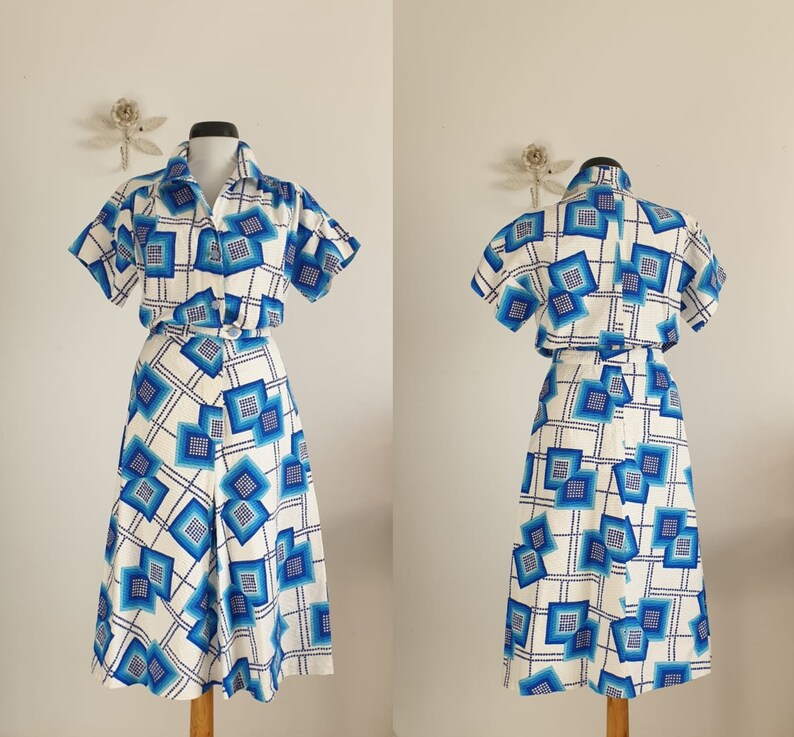 1960s mod dress vintage 60s geometric print dress image 4