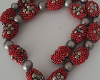 Vintage 1970s  necklace | 70s coral necklace | 70s  jewerly