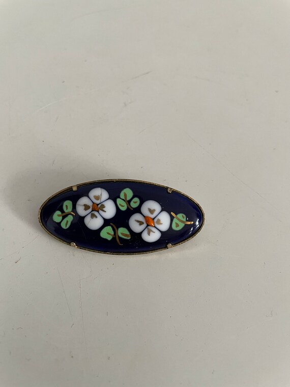 1950s Hand Painted Brass Brooch