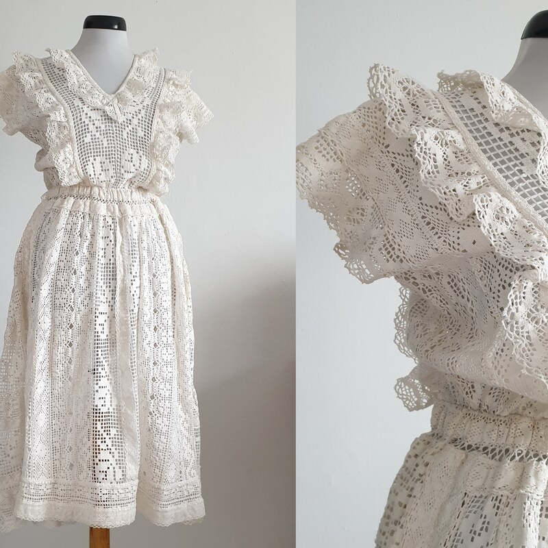 Crochet Lace Dress Etsy