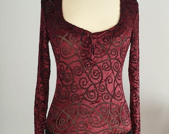 1980s velvet bodysuit | vintage bordo bodysuit