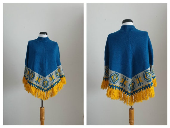 Vintage 1960s wool cape | 60s wool cape coat | 196