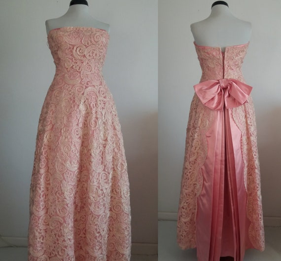 1940s lace&taffeta ball gown | vintage 40s ball g… - image 1