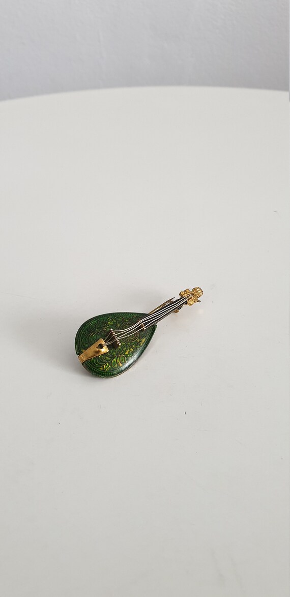 Vintage 1930s enamel brooch | 30s violin brooch |