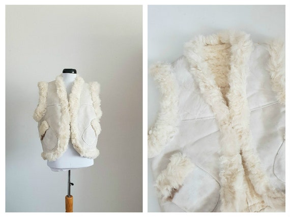 Vintage 1970s curly lamb fur vest | 70s hippie fol