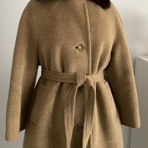 1960s alpaca coat | vintage 60s wool trench | belted wool coat