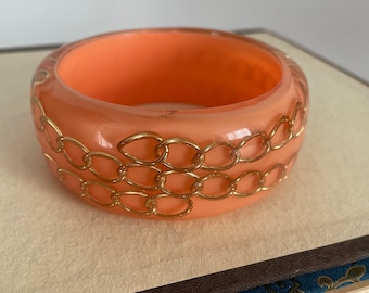 Manchette Vintage En Plexiglass Marron - Bijou Ancien, Bon état, Style Rétro